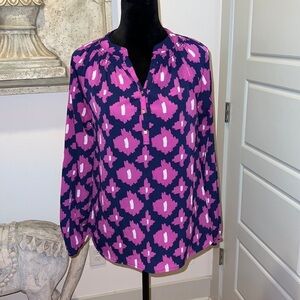 McBeth Collection Sz M pink blue long sleeves top blouse